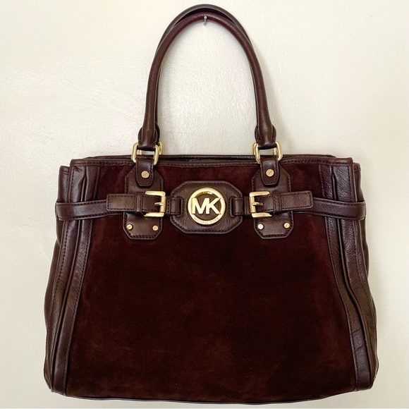 Michael Kors Leather and Suede Chocolate Brown Handbag - Picture 1 of 9
